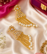 Premium Pearl Tassel Kundan Earrings