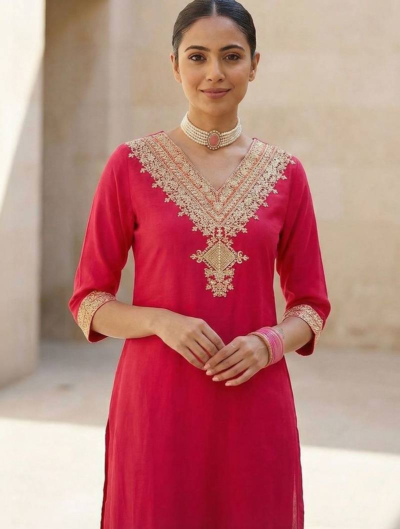 Women Ethnic Motifs Embroidered Regular Thread Work Kurta with Trousers