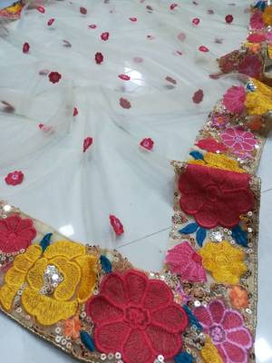 MULTICOLOR GEORGETTE SEQUINS & THREAD EMBROIDERED STITCHED LEHENGA CHOLI 7