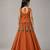 Orange cotton embroidered  mirror work kids lehenga choli