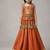 Orange cotton embroidered  mirror work kids lehenga choli
