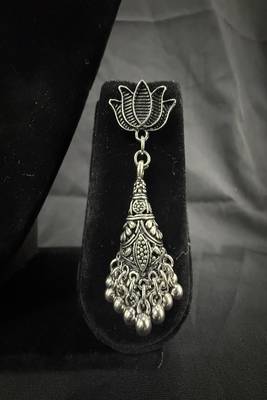 Oxidised Silver Floral Choker Necklace Set with Jhumka Earrings for Women, Traditional Navratri Garba Jewellery 4