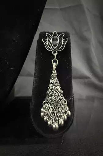 Oxidised Silver Floral Choker Necklace Set with Jhumka Earrings for Women, Traditional Navratri Garba Jewellery
