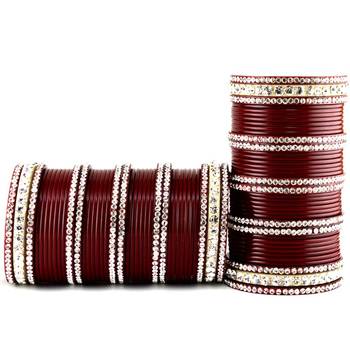 acrylic plastic suhag panjubi chura maroon colour  size-2.4,2.6,2.8,2.10 2