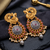 Antique Peacock Oxidized Jhumka Earrings with Ruby and Pearl
