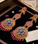 Antique Pink Kemp Stone Long Drop Earrings