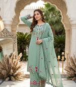 Sea Green Color Sequance And Embroidery Work Silk Blend Salwar Suit