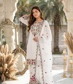 White Color Sequance And Embroidery Work Silk Blend Salwar Suit