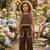 Brown cotton plain co-ord set for girl