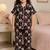 Black cotton floral printed co-ord set for girl