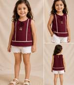 Wine cotton plain top for girl