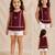 Wine cotton plain top for girl