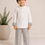 White cotton stripes printed co-ord set for boy