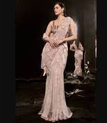 Pinkish Nude Embroidered Saree