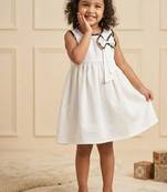 White cotton plain dress for girl
