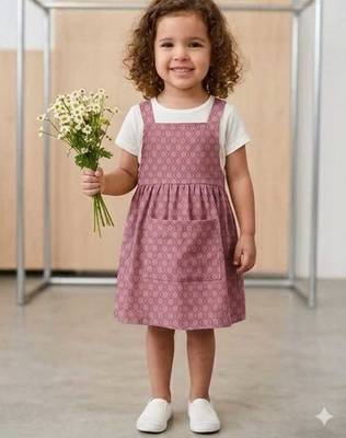 Pink cotton dots printed dress for girl 1