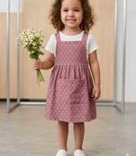 Pink cotton dots printed dress for girl