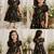Black cotton floral printed dress for girl