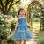 Blue cotton geometric printed dress for girl