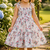 White cotton geometric printed dress for girl