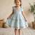 Blue cotton floral printed dress for girl
