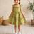 Green cotton floral printed dress for girl