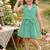 Green cotton stripes printed dress for girl