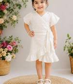 White cotton chikankari dress for girl