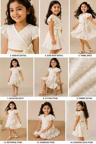 White cotton chikankari dress for girl