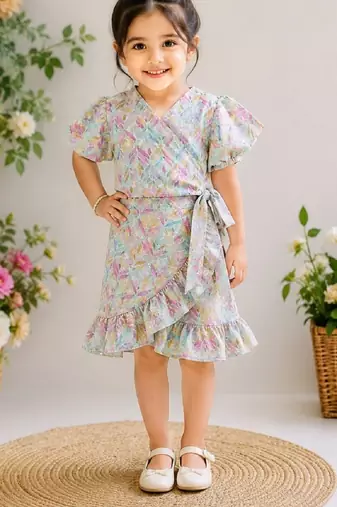 Multicolor cotton chikankari dress for girl