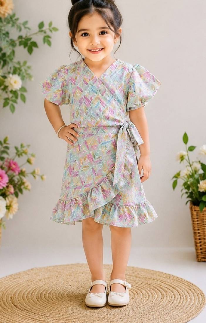 Multicolor cotton chikankari dress for girl