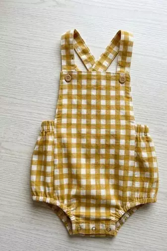 Yellow cotton geometric printed dress for girl