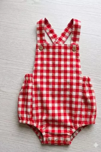 Red cotton geometric printed dress for girl