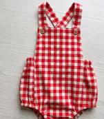 Red cotton geometric printed dress for girl