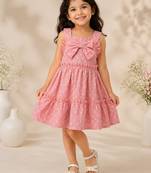 Pink cotton dots printed dress for girl