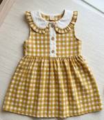 Yellow cotton geometric printed dress for girl