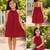 Red cotton floral printed dress for girl