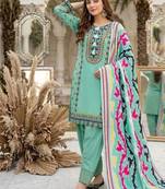 Teal Color Embroidery Work Silk Blend Salwar Suit