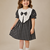 Black cotton geometric printed dress for girl
