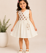 White cotton floral printed dress for girl