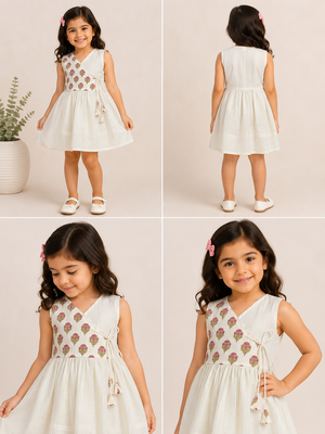 White cotton floral printed dress for girl 2