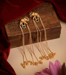 Kashmiri Gold Plated Elephant Long Chain Tassel Earrings for Women | Traditional Statement Dangler Earrings