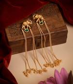 Kashmiri Gold Plated Elephant Long Chain Tassel Earrings for Women | Traditional Statement Dangler Earrings