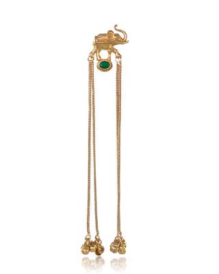 Kashmiri Gold Plated Elephant Long Chain Tassel Earrings for Women | Traditional Statement Dangler Earrings 5