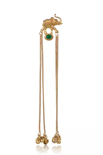 Kashmiri Gold Plated Elephant Long Chain Tassel Earrings for Women | Traditional Statement Dangler Earrings