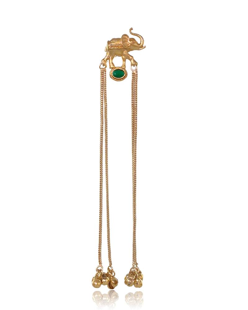 Kashmiri Gold Plated Elephant Long Chain Tassel Earrings for Women | Traditional Statement Dangler Earrings