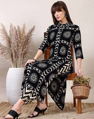 Black rayon geometric printed ethnic kurta palazzo set 3
