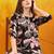 Black rayon floral printed ethnic kurta palazzo set