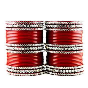 acrylic plastic suhag panjubi chura red colour  size-2.4,2.6,2.8,2.10 1