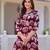 Wine rayon floral printed ethnic kurta palazzo set